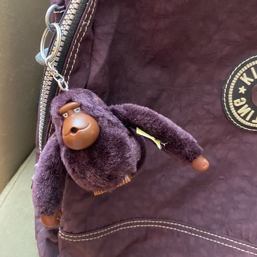 Kipling Purple Backpack With Monkey Keychain - image 2